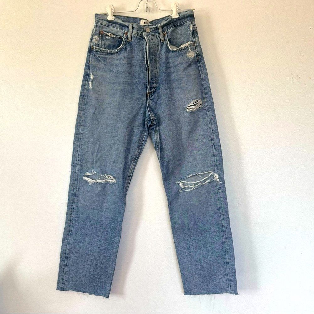Agolde 90’s High Rise Loose Fit Raw Hem Jeans in Isolate Sz 26 - Picture 4 of 12